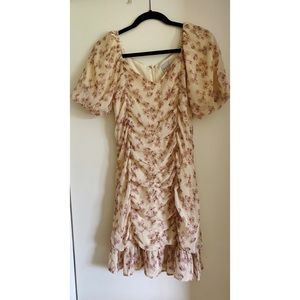 Floral ruched mini dress